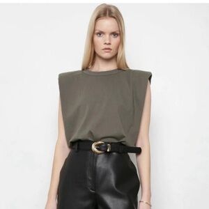 Good American large olive green Strong Shoulder Tank